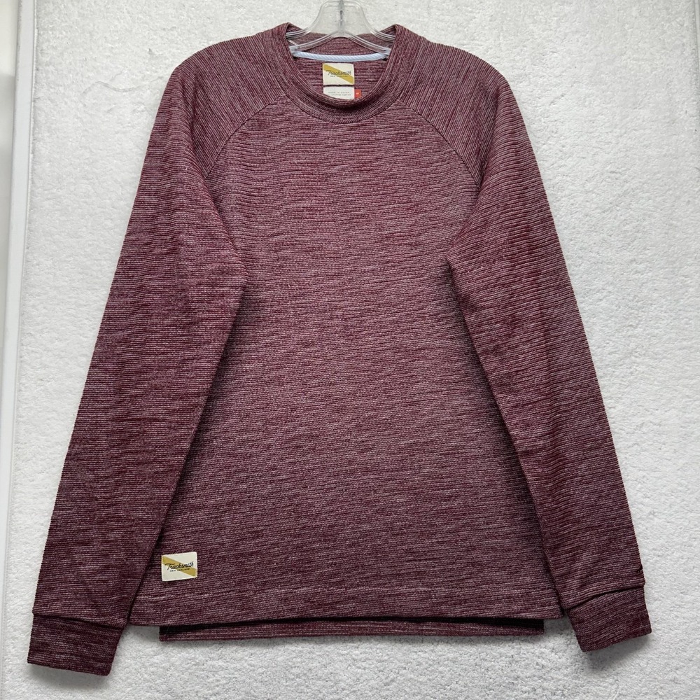 Tracksmith Mens Size S Red Long Sleeve Merino Downeaster Crew Neck Shirt (J1)